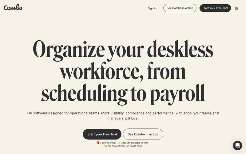 Aperçu de l'interface Combo