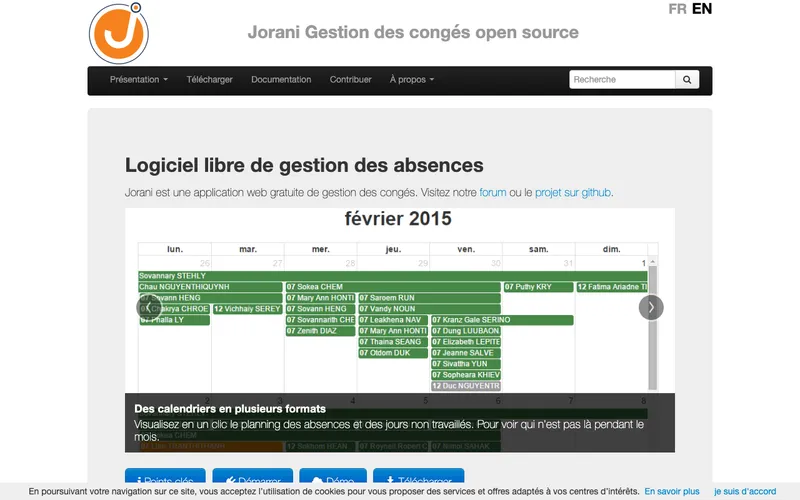 Aperçu de l'interface Jorani