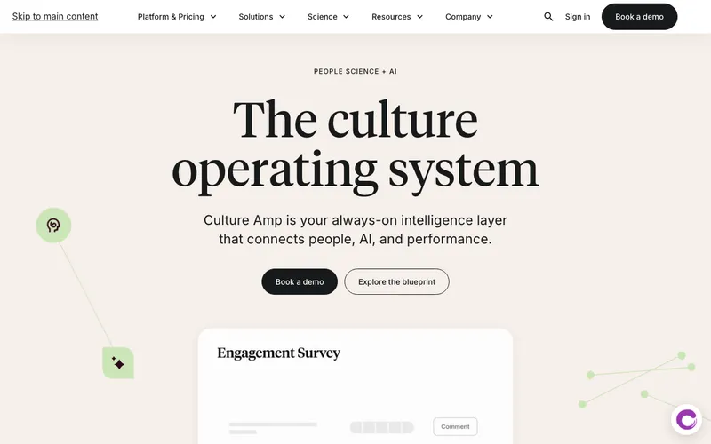 Aperçu de l'interface Culture Amp