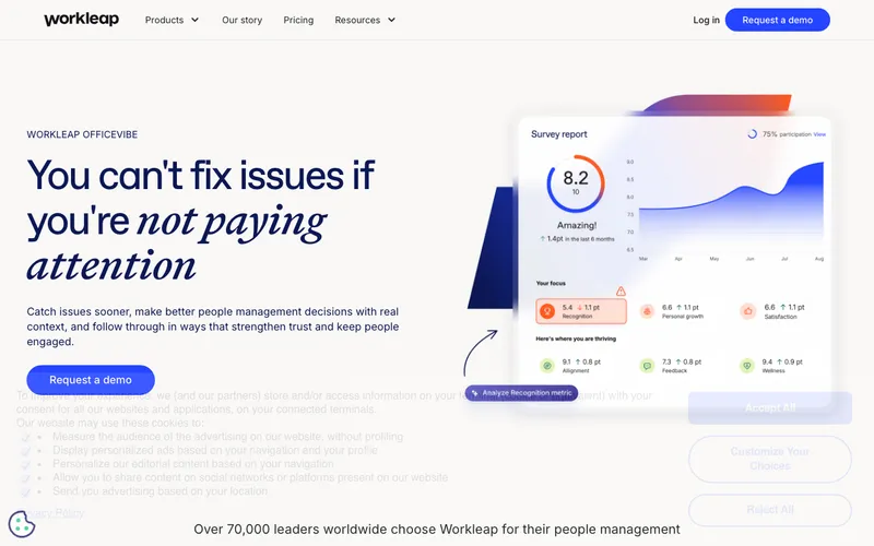 Aperçu de l'interface Officevibe