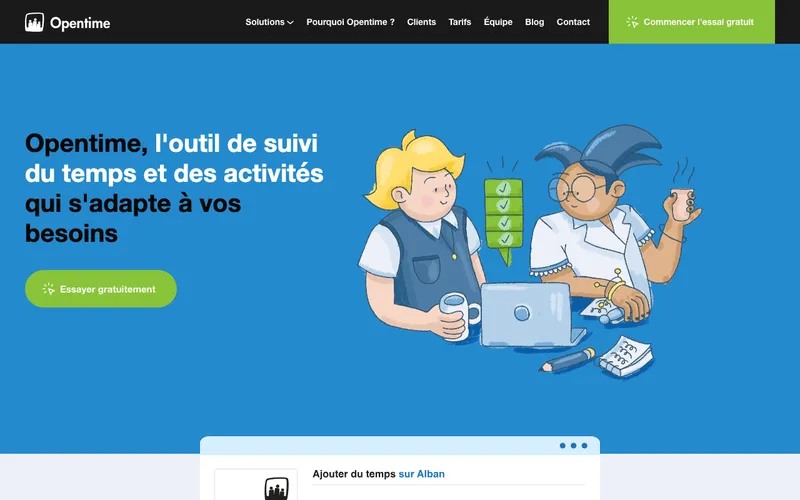 Aperçu de l'interface Opentime