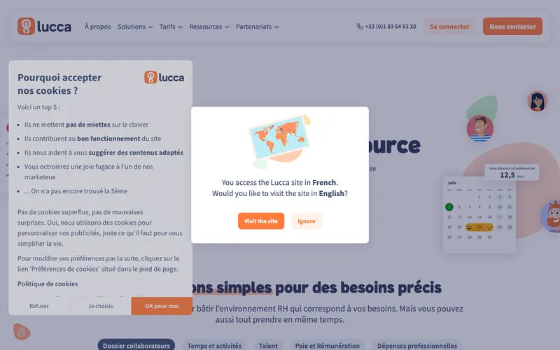 Aperçu de l'interface Lucca