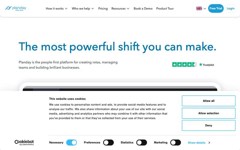 Aperçu de l'interface Planday