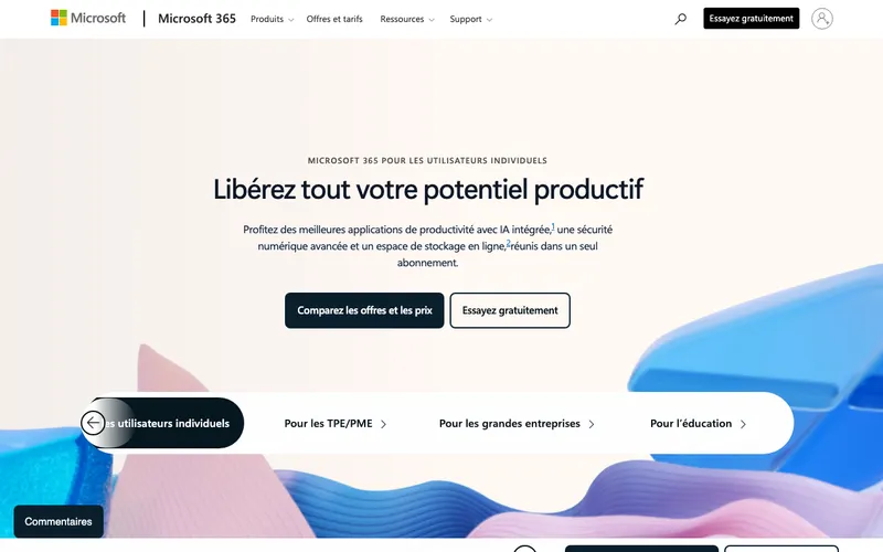 Aperçu de l'interface Microsoft 365 Calendar