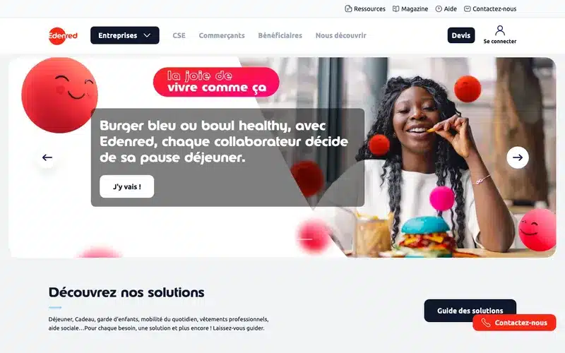 Aperçu de l'interface Edenred