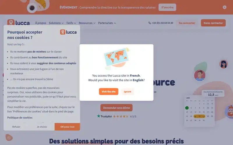 Aperçu de l'interface Lucca