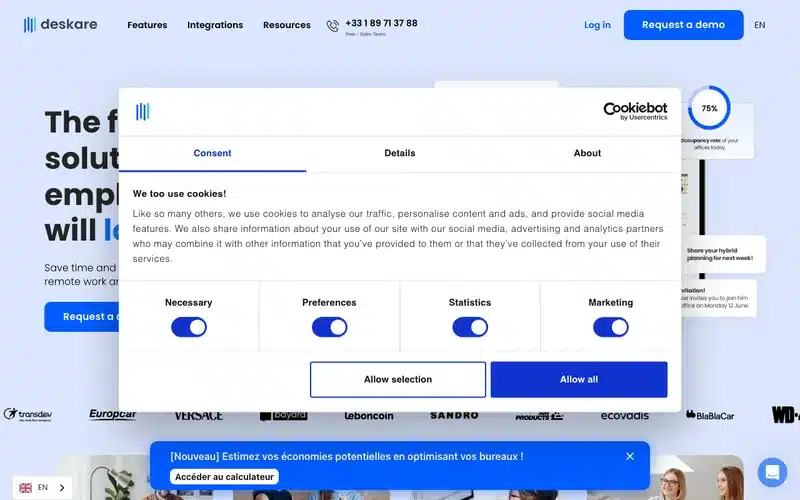 Aperçu de l'interface Deskare