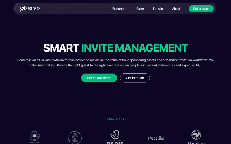 Aperçu de l'interface Seaters