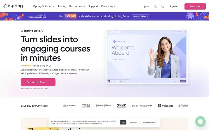 Aperçu de l'interface iSpring Learn LMS