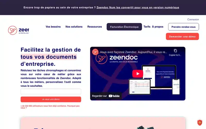 Aperçu de l'interface Zeendoc