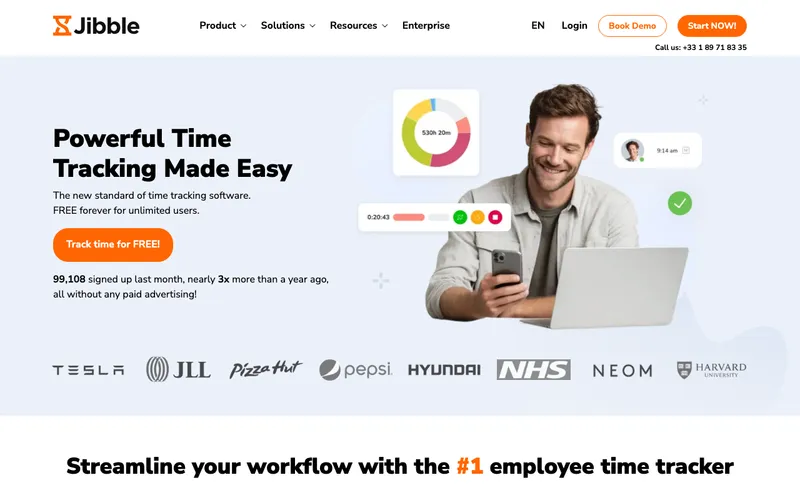 Aperçu de l'interface Jibble
