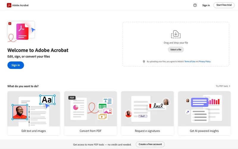 Aperçu de l'interface Adobe Sign