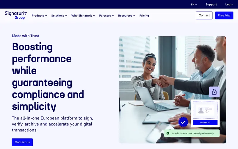 Aperçu de l'interface Universign