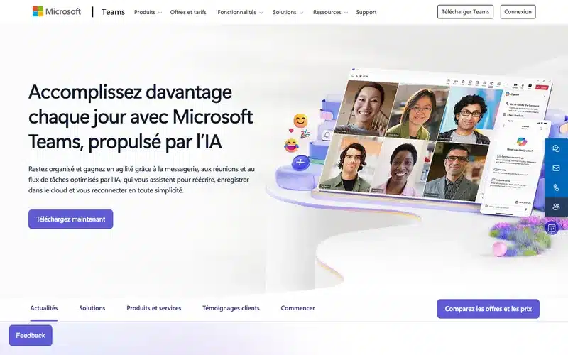 Aperçu de l'interface Microsoft Teams