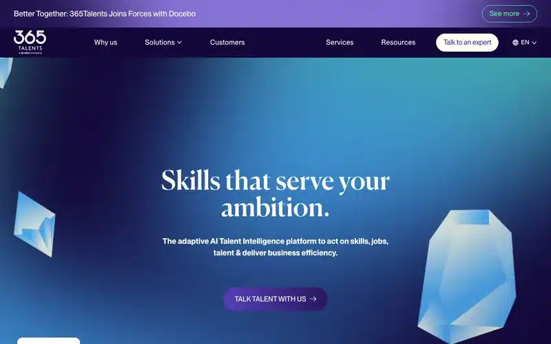 Aperçu de l'interface 365 Talents