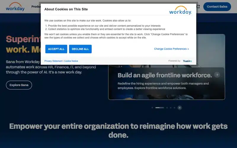 Aperçu de l'interface Workday