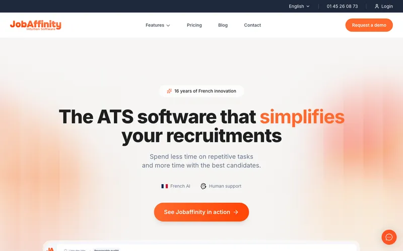 Aperçu de l'interface JobAffinity Referral
