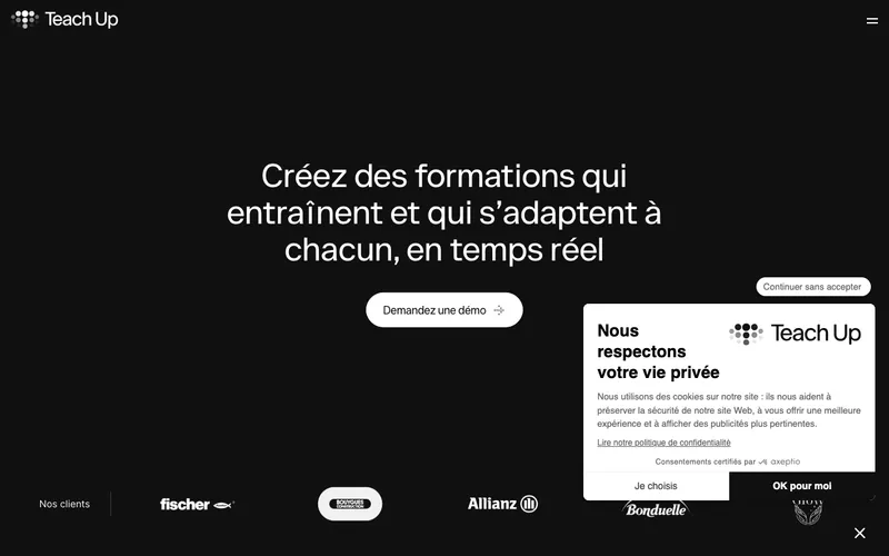 Aperçu de l'interface Teach Up
