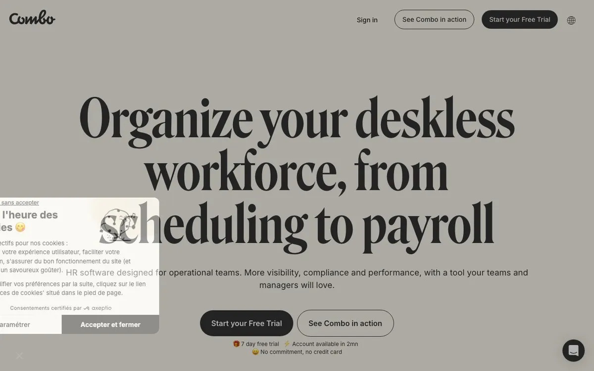 Aperçu de l'interface Combo