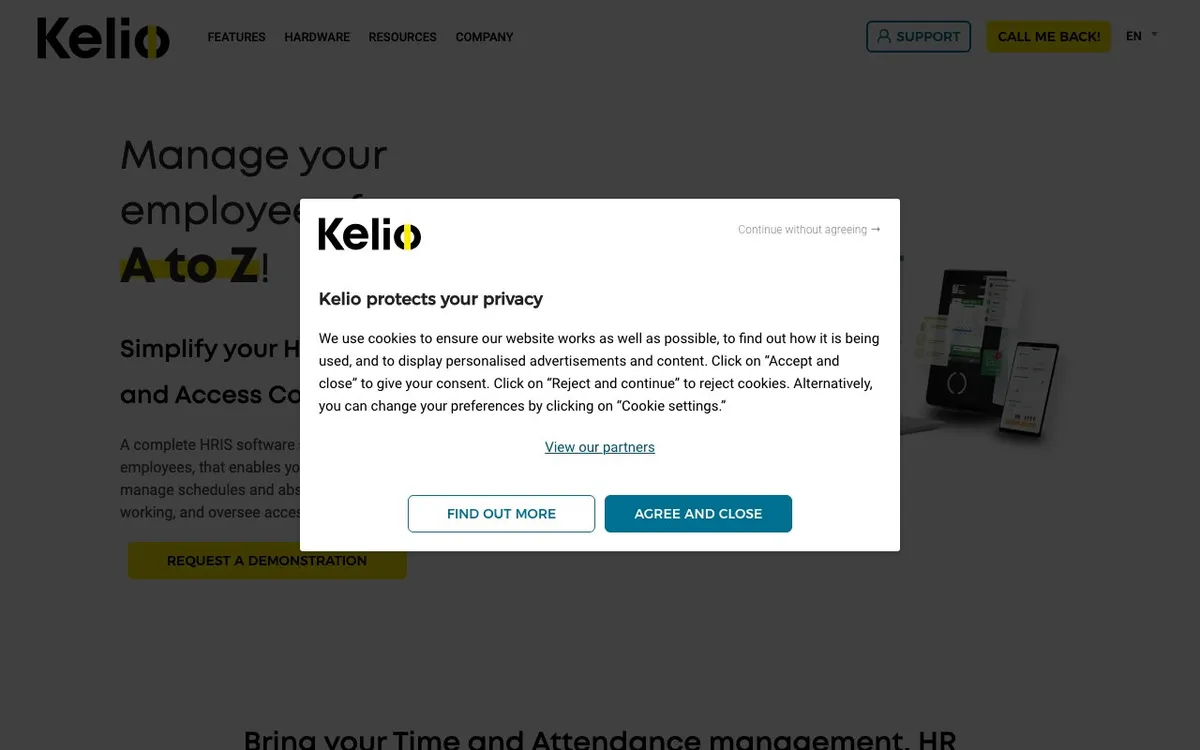 Aperçu de l'interface Kelio