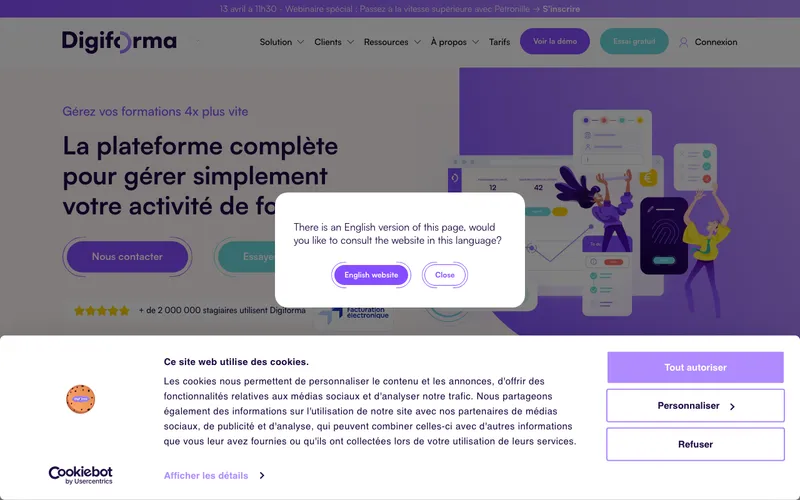 Aperçu de l'interface Digiforma