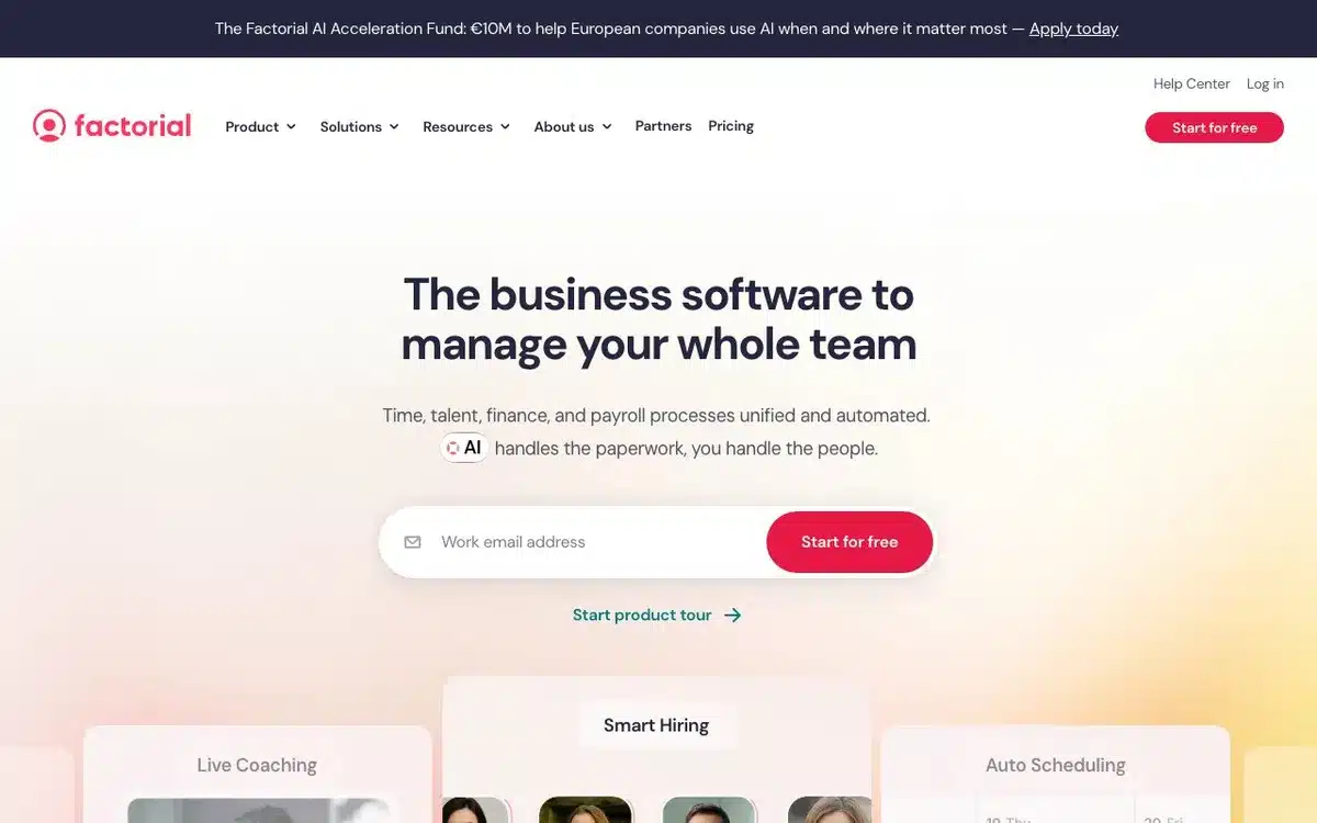 Aperçu de l'interface Factorial