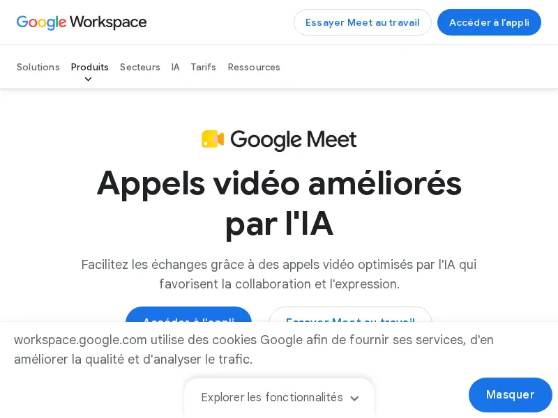 Aperçu de l'interface Google Meet