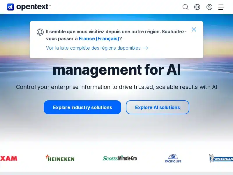 Aperçu de l'interface OpenText