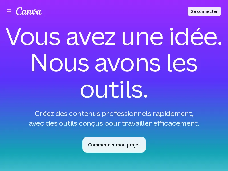 Aperçu de l'interface Canva