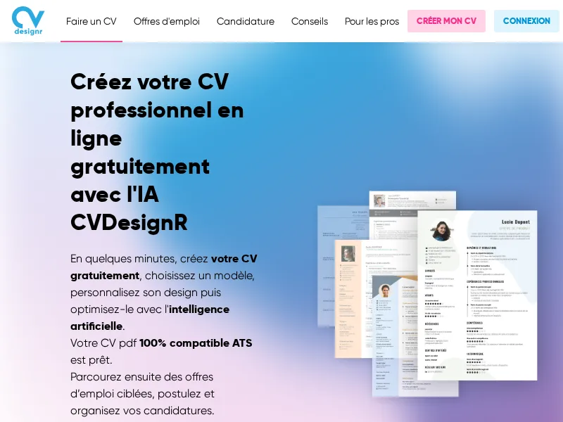 Aperçu de l'interface CVDesignR
