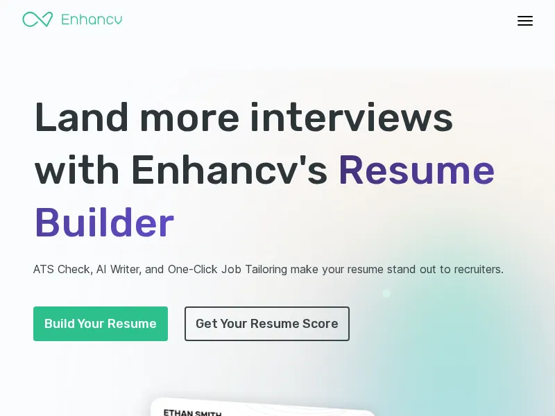 Aperçu de l'interface EnhanCV