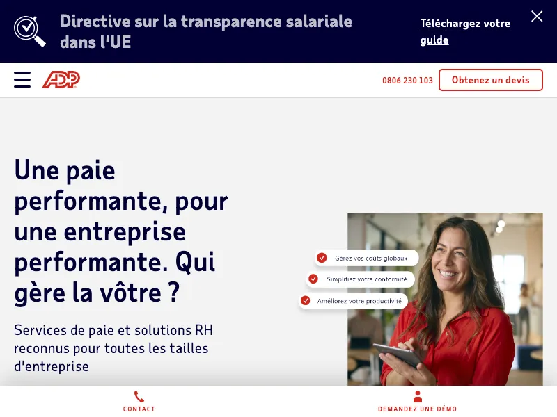 Aperçu de l'interface ADP Decidium