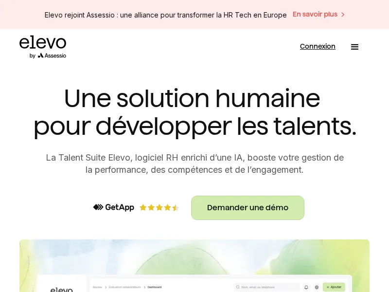 Aperçu de l'interface Elevo