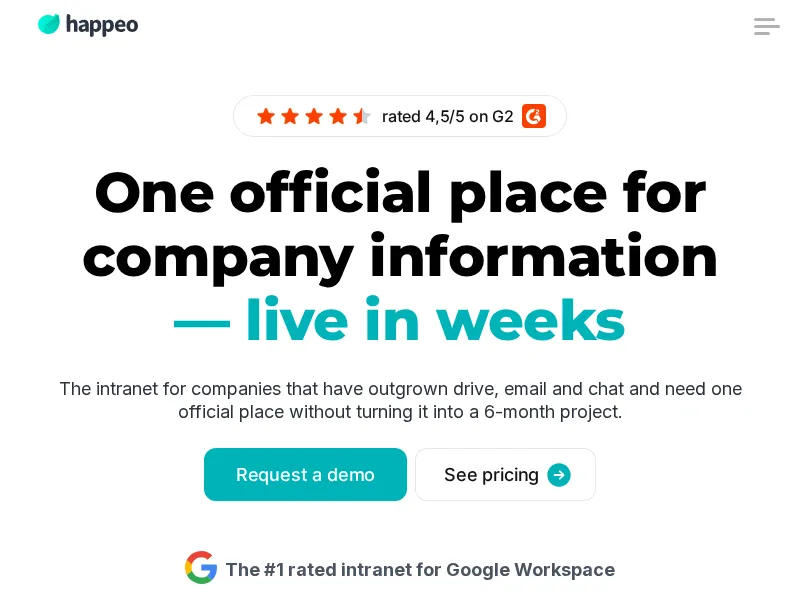 Aperçu de l'interface Happeo