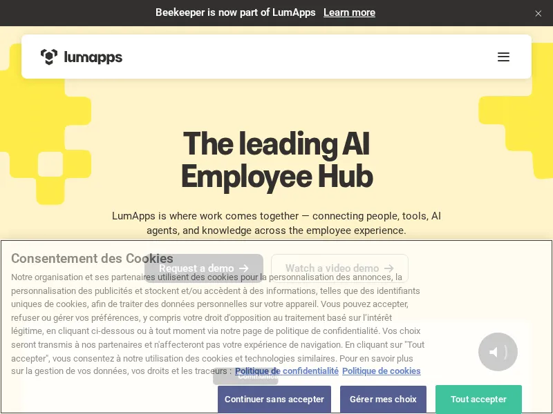 Aperçu de l'interface LumApps