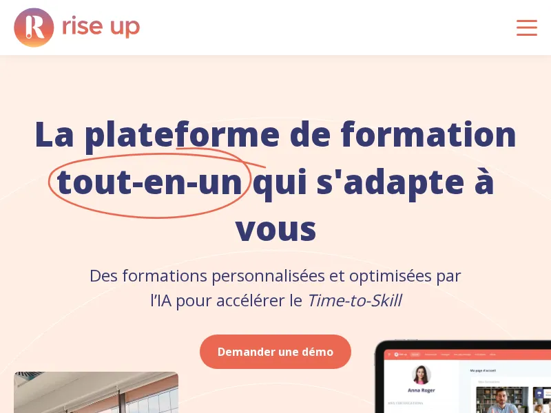 Aperçu de l'interface Rise Up