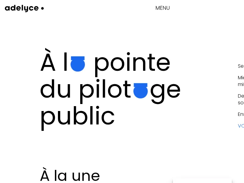 Aperçu de l'interface Adelyce Pilotage Public