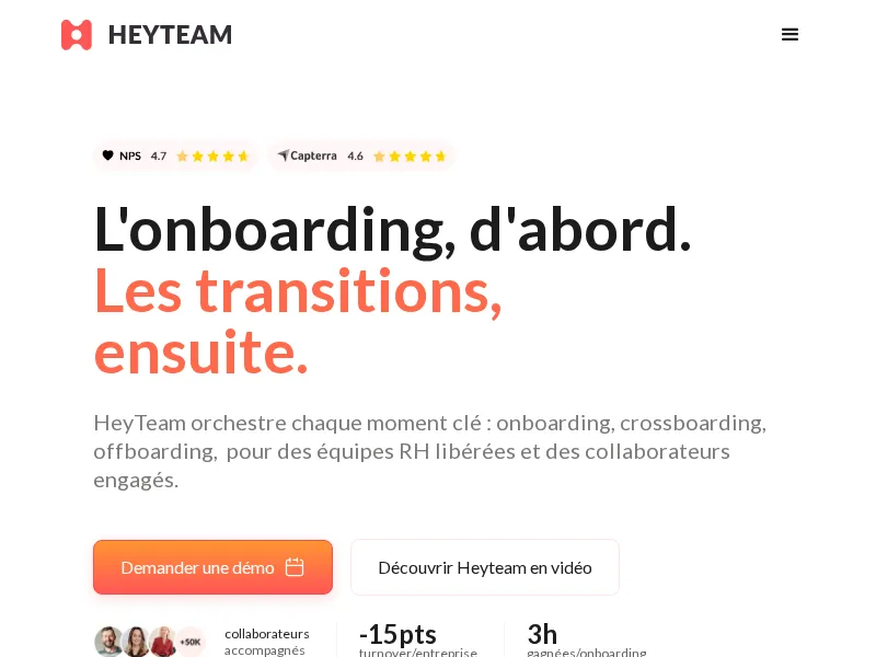Aperçu de l'interface HeyTeam