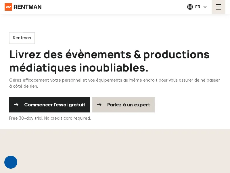 Aperçu de l'interface Rentman
