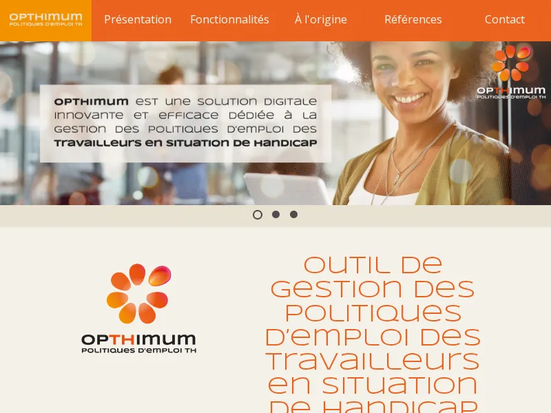 Aperçu de l'interface Opthimum Politique Handicap