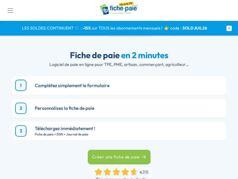 Aperçu de l'interface Fiche-paie.net