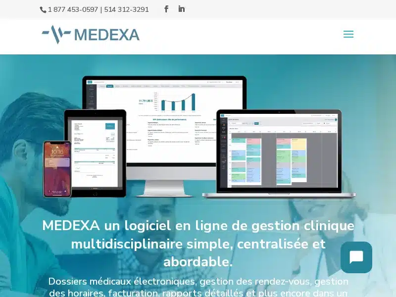 Aperçu de l'interface Medexa