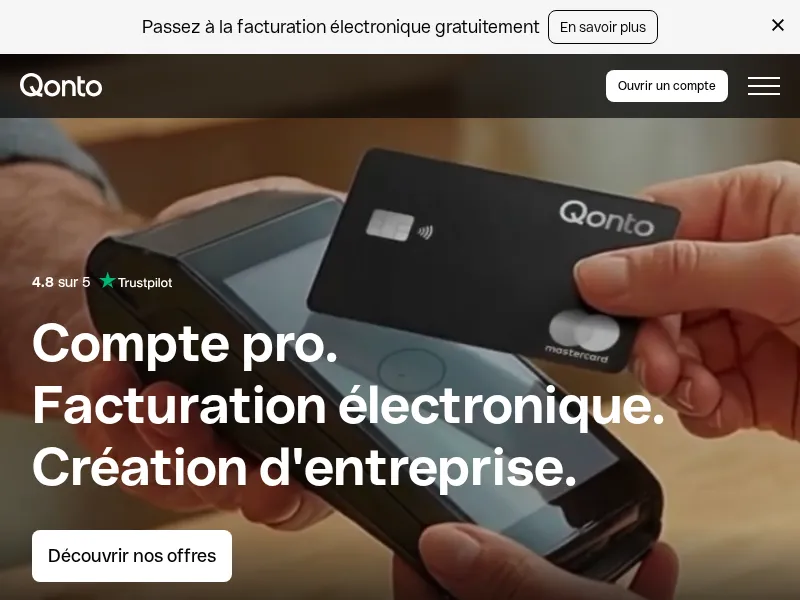 Aperçu de l'interface Qonto