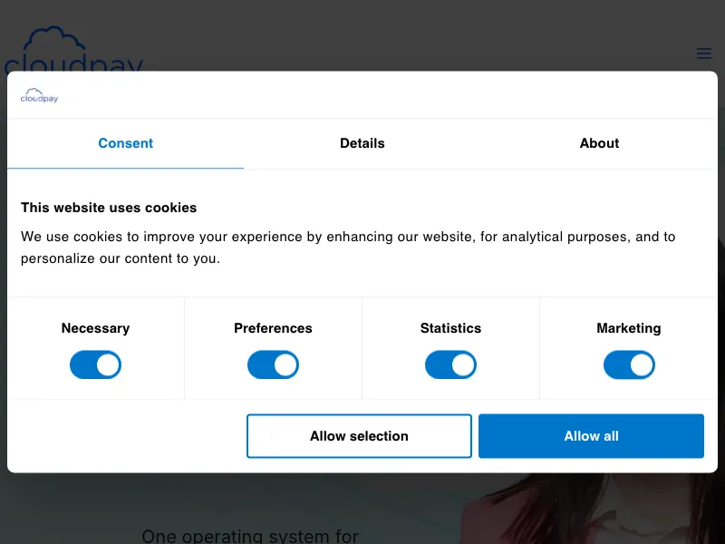 Aperçu de l'interface CloudPay