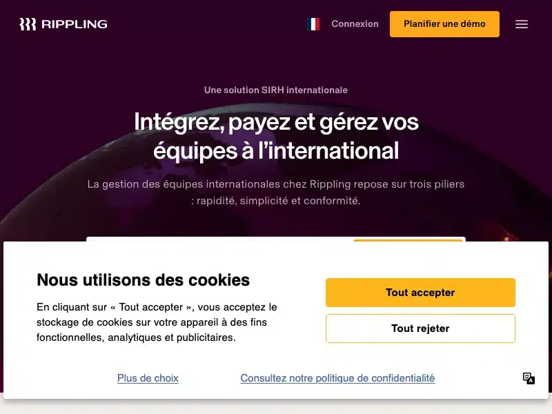 Aperçu de l'interface Rippling