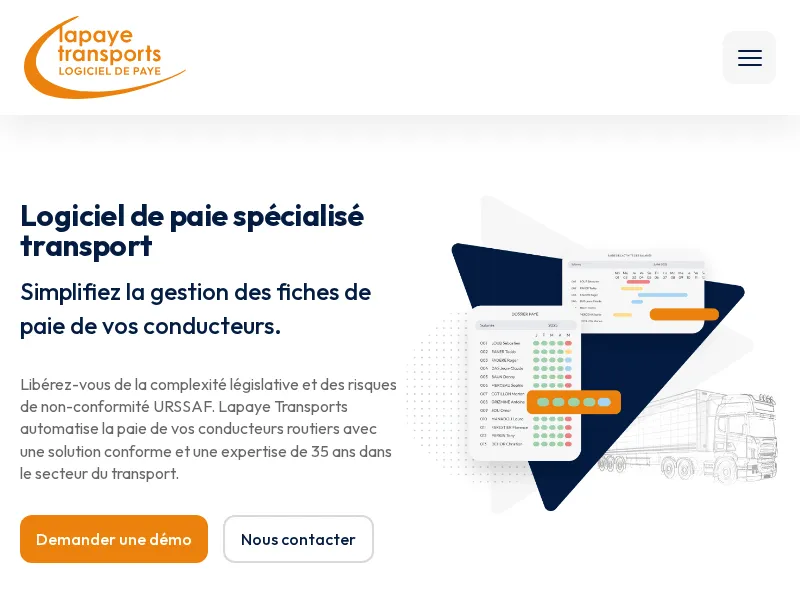 Aperçu de l'interface Lapaye Transports