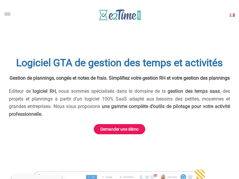 Aperçu de l'interface e2Time Gestion TR