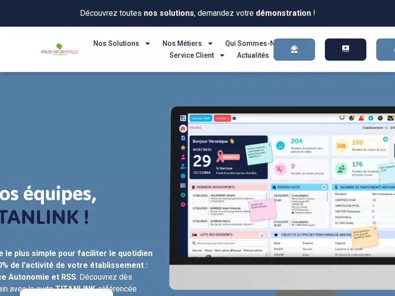 Aperçu de l'interface TITANLINK (Malta Informatique)