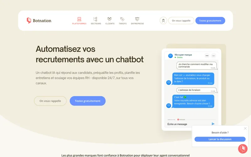 Aperçu de l'interface Botnation