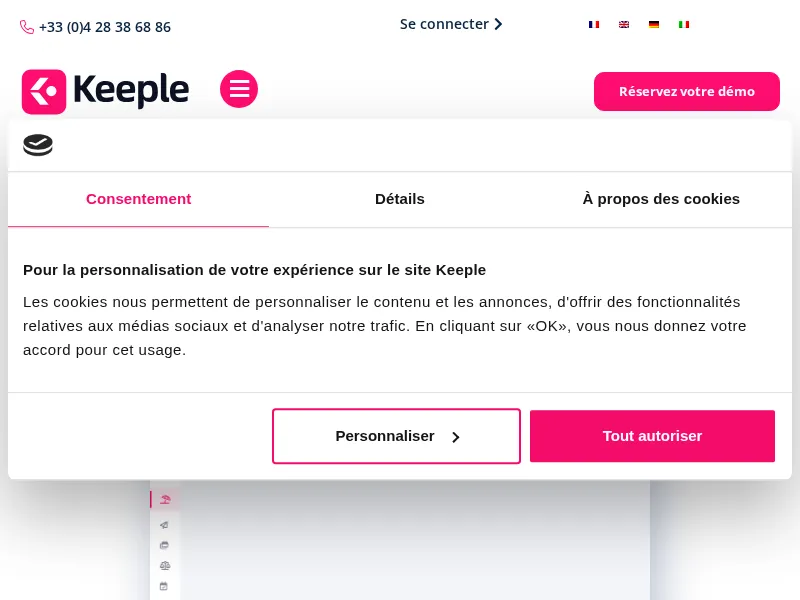 Aperçu de l'interface Keeple